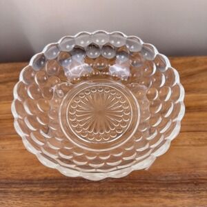 Anchor Hocking Bubble Glass Bowl Clear Vintage Mid Century Bullseye 7 Inch